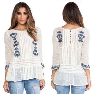 Free People Jocelyn Embroidered Top